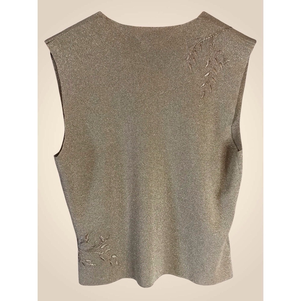NWT Vintage 90s Susan Bristol Vest‎ Size Small Floral Embroidered Gold Shimmer - Picture 7 of 8